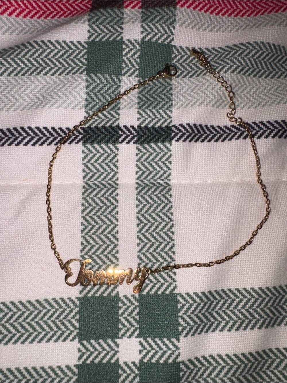 Gold 'Tommy' Nameplate Ankle Bracelet Women's Jewelry